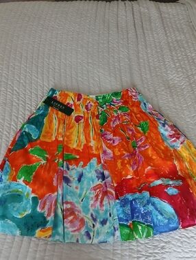Lauren Ralph Lauren Womens Watercolor Floral Print Skirt, Size: 2 Petite